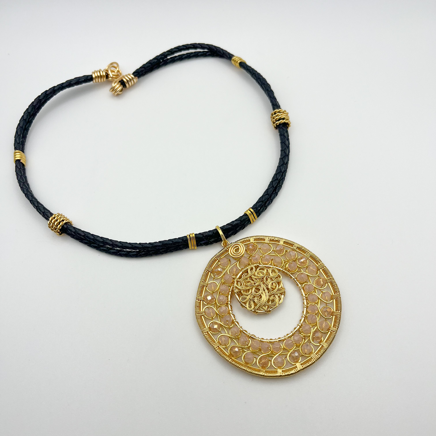 Leather Light Ring Necklace