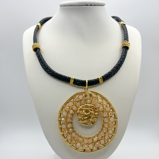 Leather Light Ring Necklace