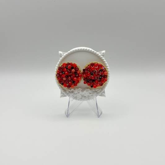 Marina Embroidered Button Earrings