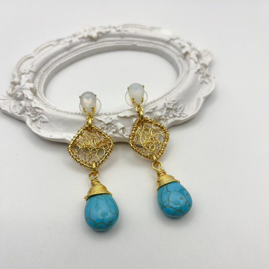 Long Woven Check Earrings