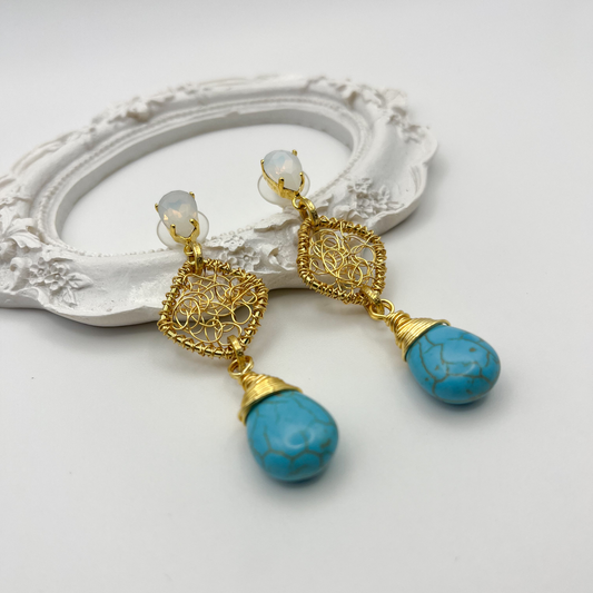 Long Woven Check Earrings