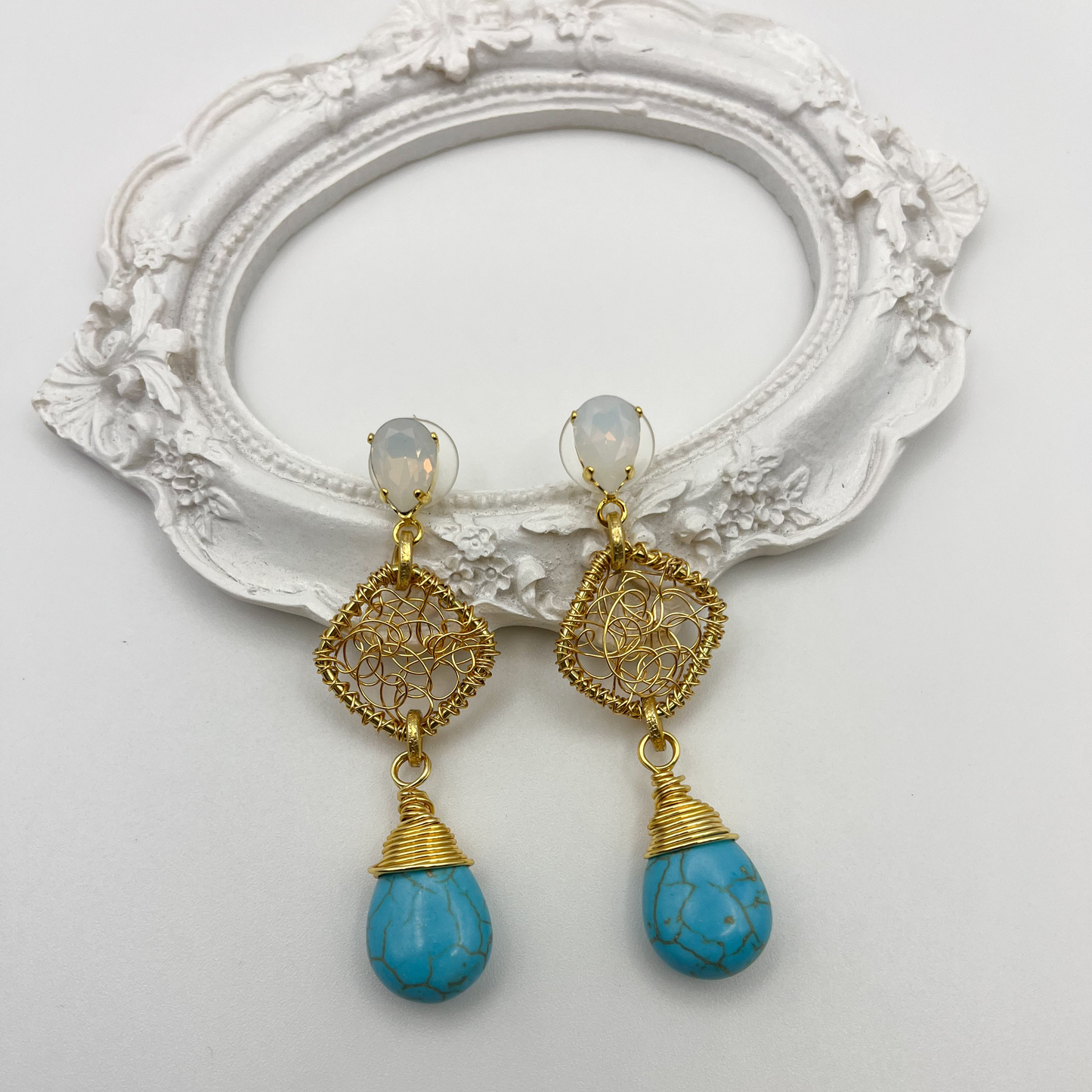 Long Woven Check Earrings