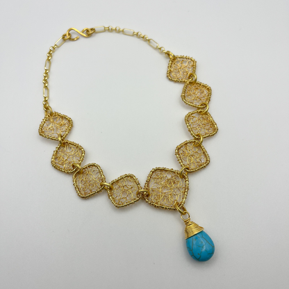 Lotus Woven Square Choker Necklace