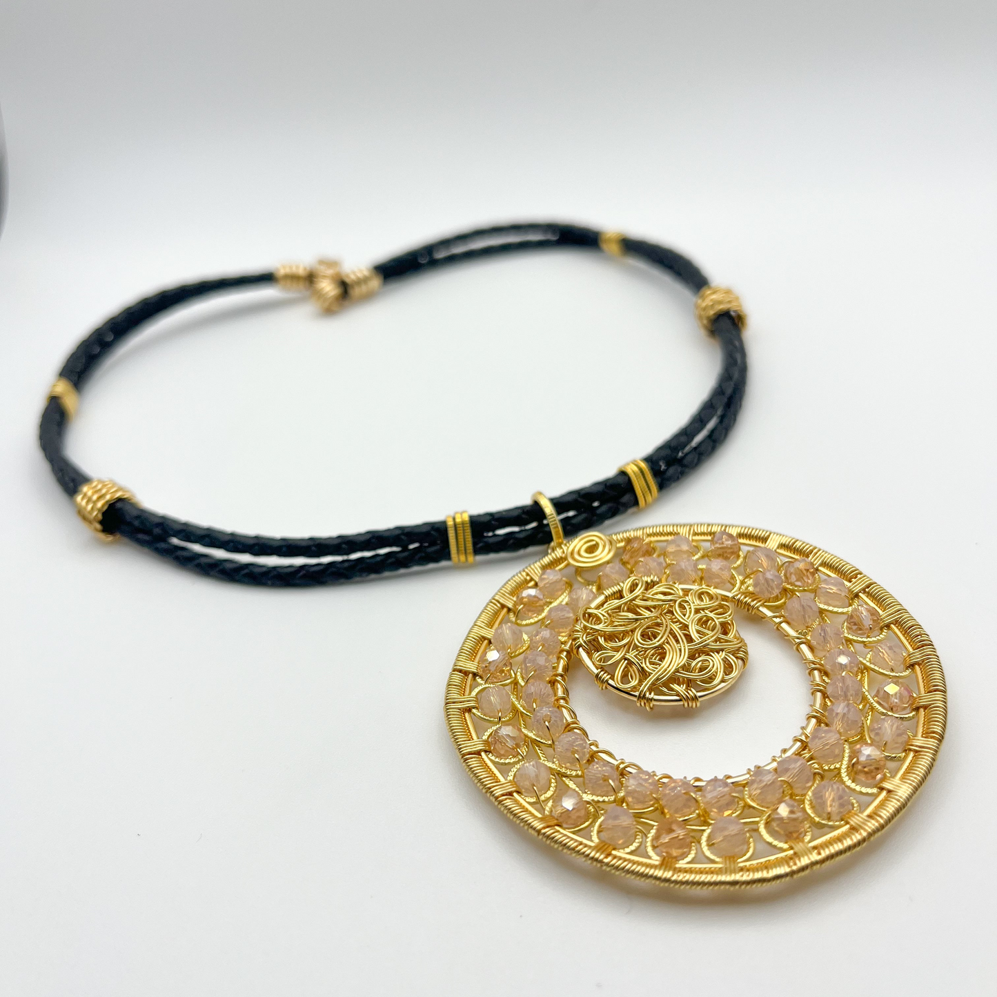 Leather Light Ring Necklace